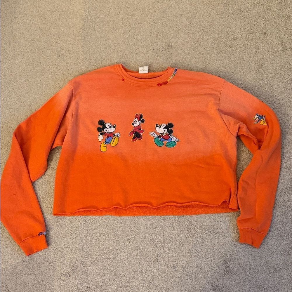 I stole my boyfriend vintage OS Disney Women's Orange Sweater with Mickey Mouse